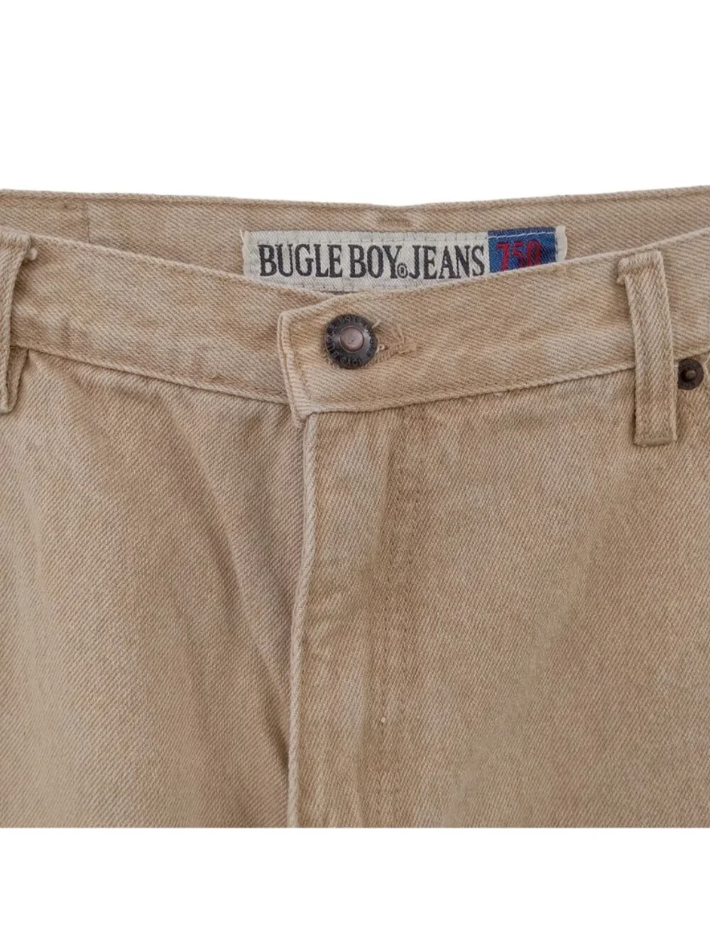 Vintage Bugle Boy 750 Pants Jeans Mens Size 36 Cotton Tan Baggy 5 Pocket 36x30